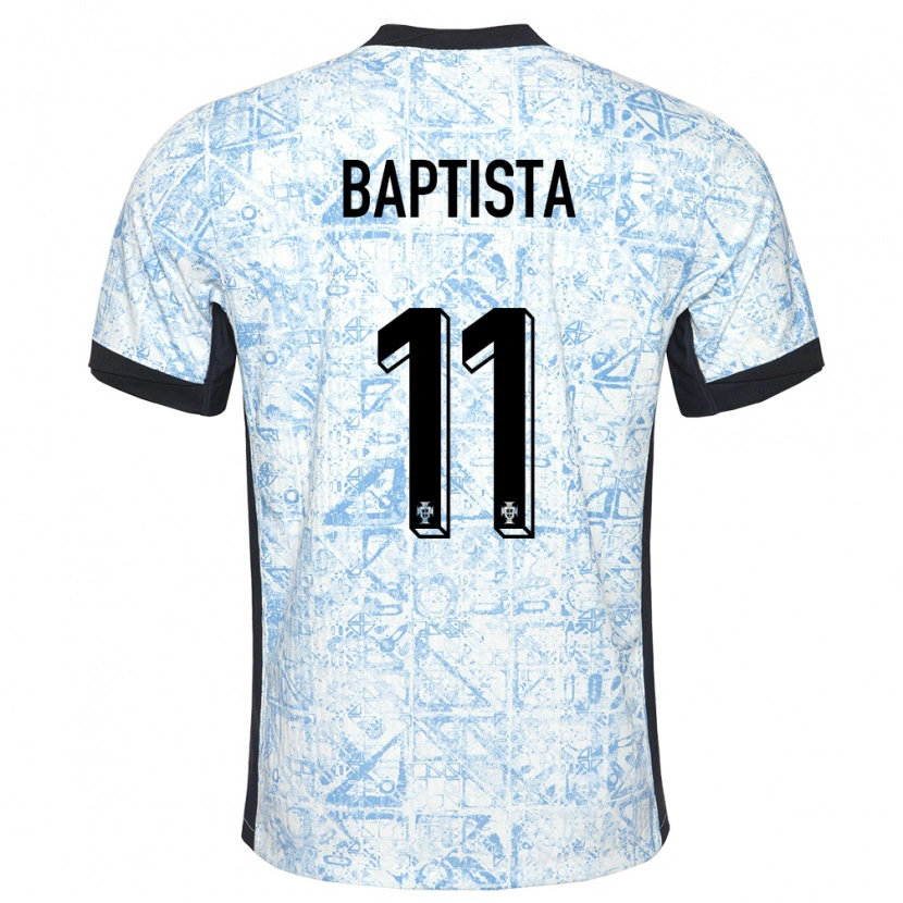 Danxen Femme Maillot Portugal Brandão Baptista #11 Bleu Crème Tenues Extérieur 24-26 T-Shirt