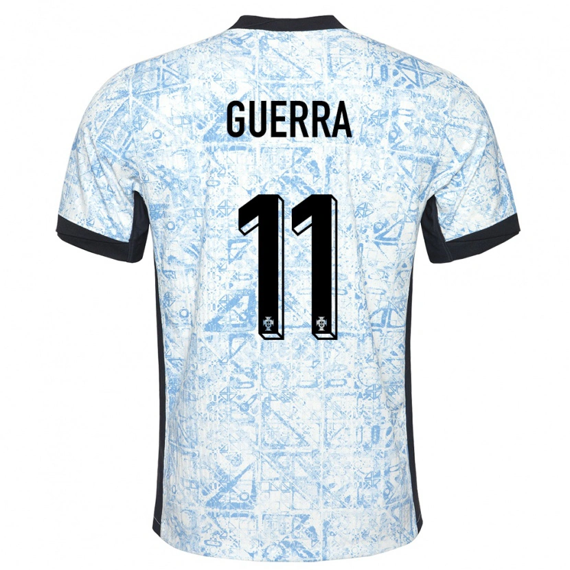 Danxen Femme Maillot Portugal Gustavo Guerra #11 Bleu Crème Tenues Extérieur 24-26 T-Shirt