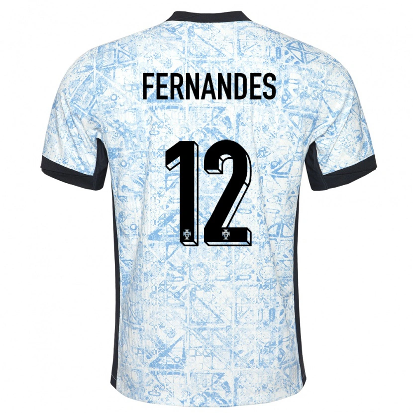 Danxen Femme Maillot Portugal Diogo Fernandes #12 Bleu Crème Tenues Extérieur 24-26 T-Shirt