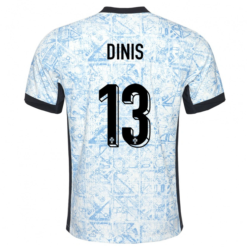 Danxen Femme Maillot Portugal Vasco Dinis #13 Bleu Crème Tenues Extérieur 24-26 T-Shirt