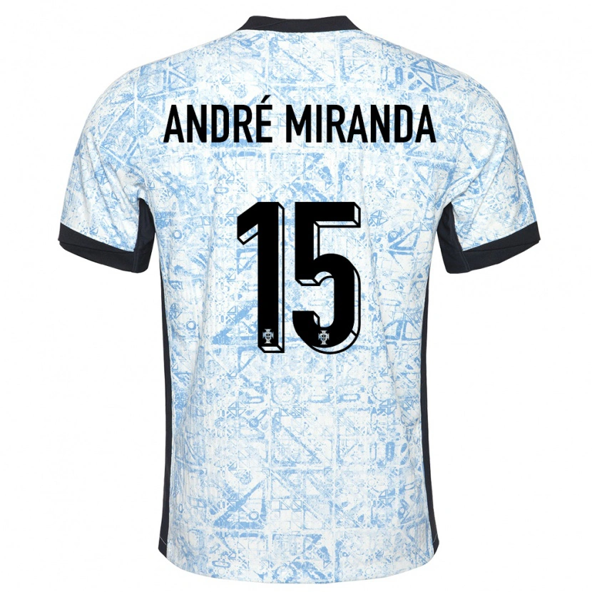 Danxen Femme Maillot Portugal André Miranda #15 Bleu Crème Tenues Extérieur 24-26 T-Shirt