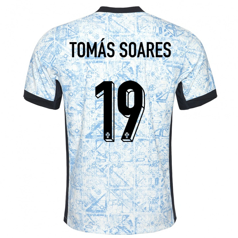 Danxen Femme Maillot Portugal Tomás Soares #19 Bleu Crème Tenues Extérieur 24-26 T-Shirt
