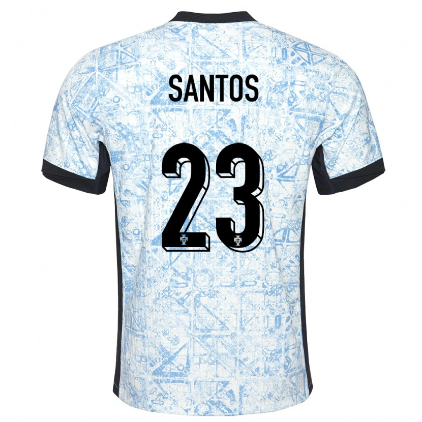 Danxen Femme Maillot Portugal Leandro Santos #23 Bleu Crème Tenues Extérieur 24-26 T-Shirt