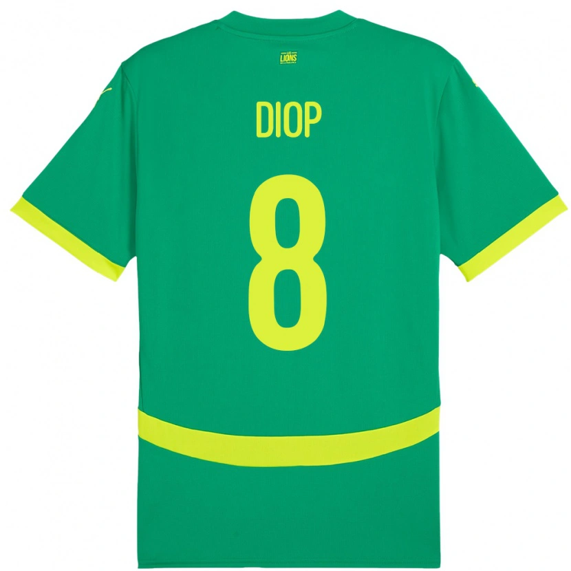 Danxen Femme Maillot Sénégal Amidou Diop #8 Vert Tenues Extérieur 24-26 T-Shirt