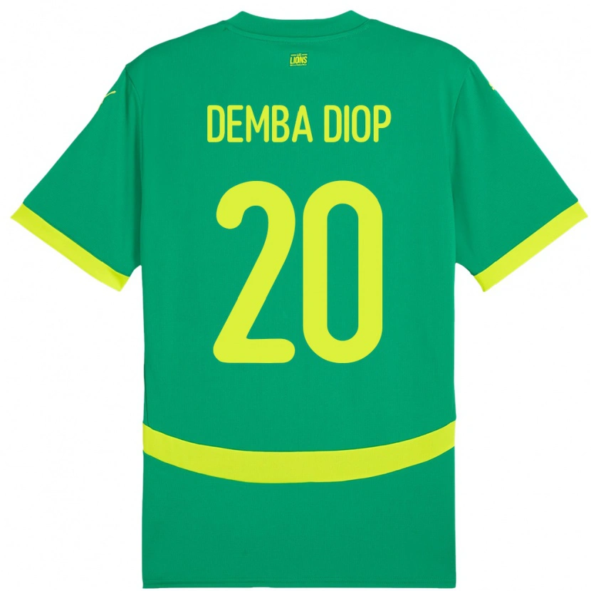 Danxen Femme Maillot Sénégal Pape Demba Diop #20 Vert Tenues Extérieur 24-26 T-Shirt
