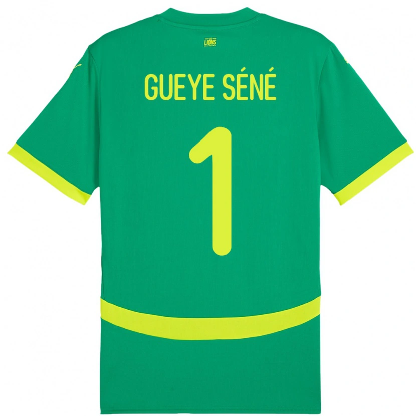 Danxen Femme Maillot Sénégal Thiaba Gueye Sene #1 Vert Tenues Extérieur 24-26 T-Shirt