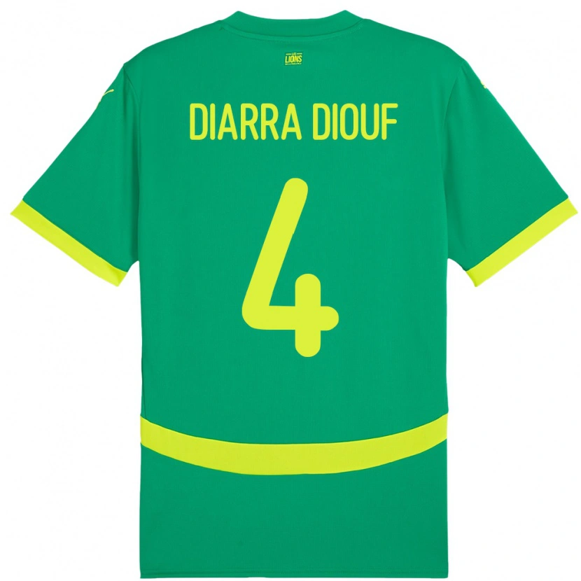 Danxen Femme Maillot Sénégal Mame Diarra Diouf #4 Vert Tenues Extérieur 24-26 T-Shirt