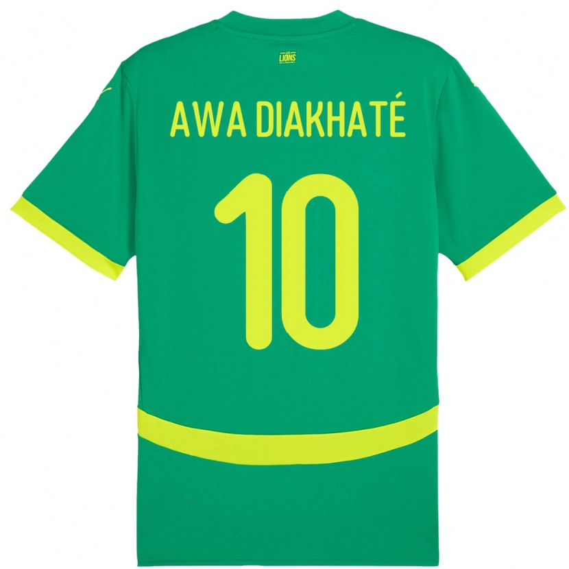Danxen Femme Maillot Sénégal Ndeye Awa Diakhate #10 Vert Tenues Extérieur 24-26 T-Shirt