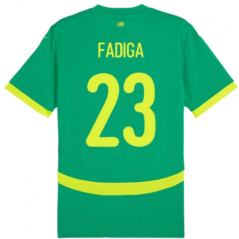 Danxen Femme Maillot Sénégal Noah Fadiga #23 Vert Tenues Extérieur 24-26 T-Shirt