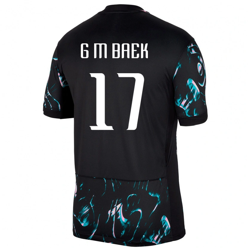 Danxen Femme Maillot Corée Du Sud Min-Gyu Baek #17 Noir Tenues Extérieur 24-26 T-Shirt