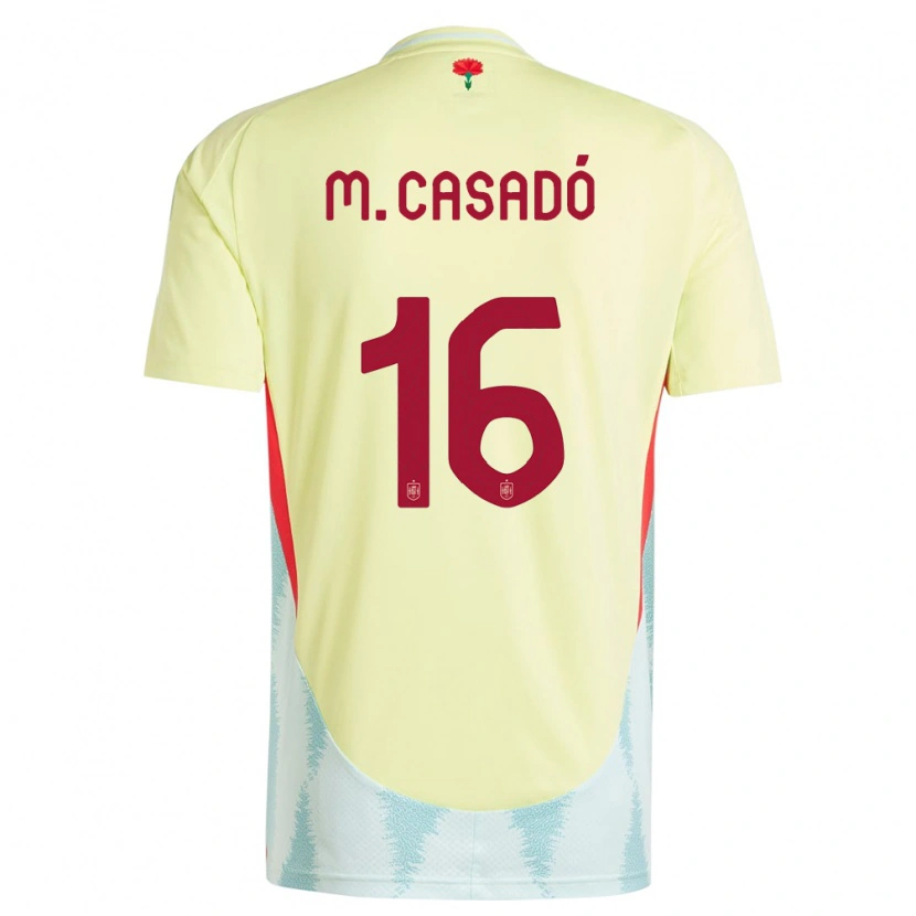 Danxen Femme Maillot Espagne Marc Casadó #16 Jaune Tenues Extérieur 24-26 T-Shirt