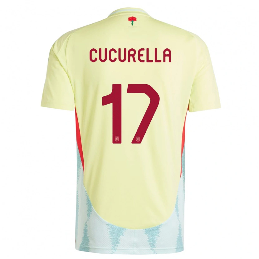 Danxen Femme Maillot Espagne Marc Cucurella #17 Jaune Tenues Extérieur 24-26 T-Shirt