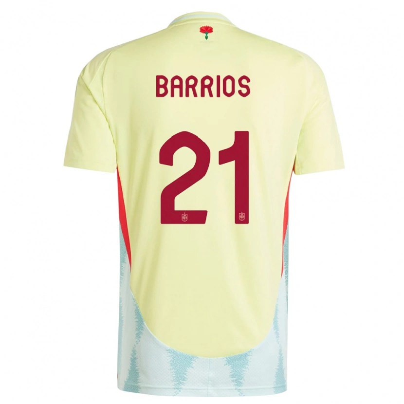 Danxen Femme Maillot Espagne Pablo Barrios #21 Jaune Tenues Extérieur 24-26 T-Shirt