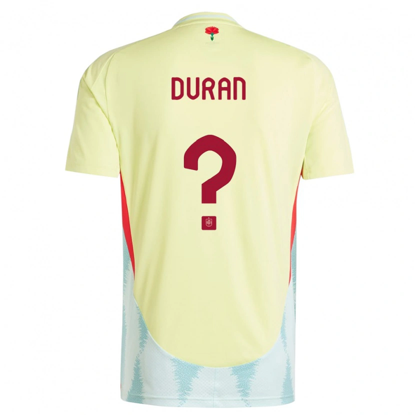 Danxen Femme Maillot Espagne Pol Duran #0 Jaune Tenues Extérieur 24-26 T-Shirt