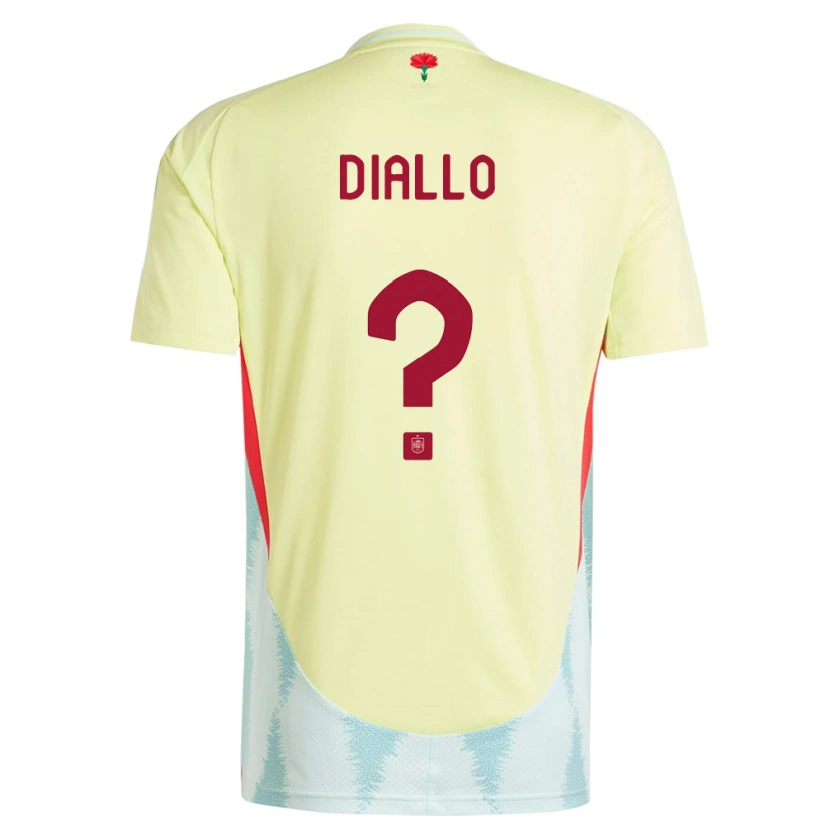 Danxen Femme Maillot Espagne Ousmane Diallo #0 Jaune Tenues Extérieur 24-26 T-Shirt