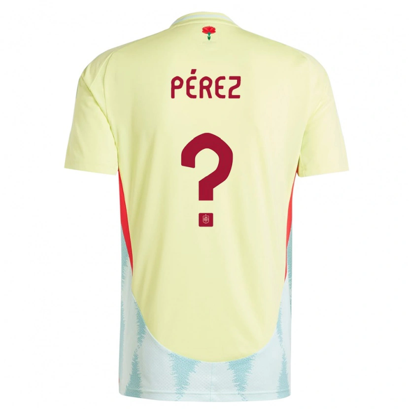 Danxen Femme Maillot Espagne Aitor Pérez #0 Jaune Tenues Extérieur 24-26 T-Shirt