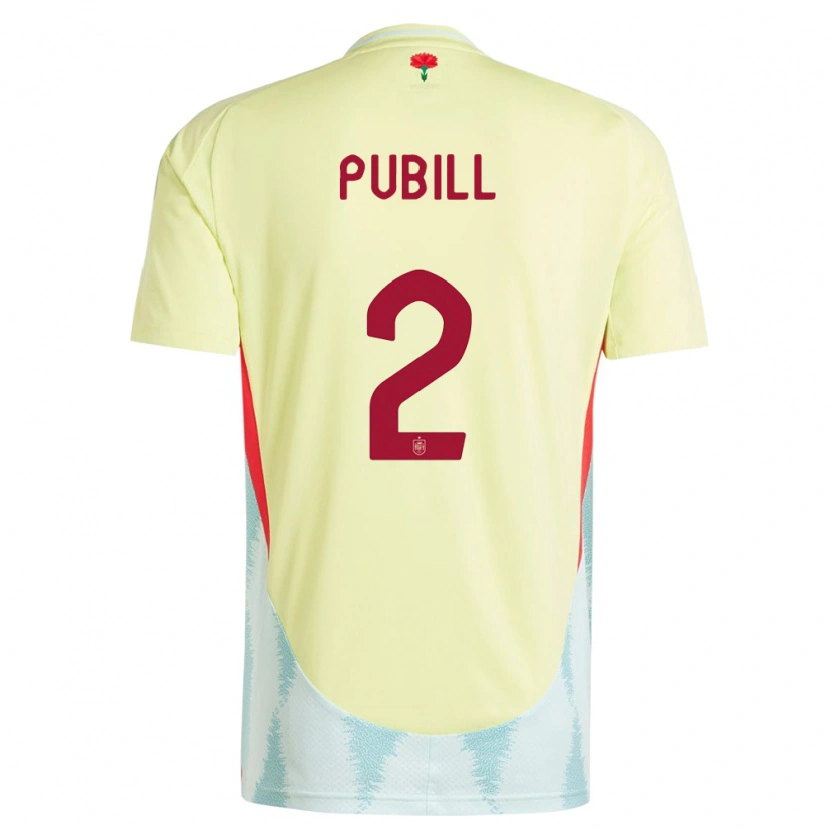 Danxen Femme Maillot Espagne Marc Pubill #2 Jaune Tenues Extérieur 24-26 T-Shirt