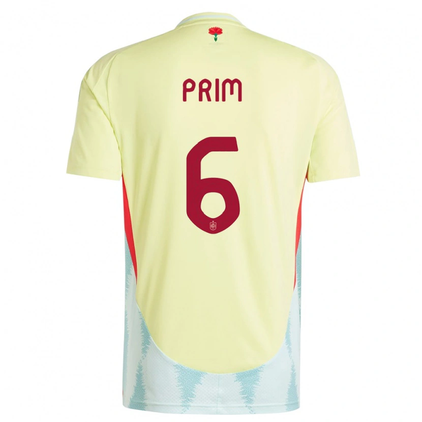 Danxen Femme Maillot Espagne Pau Prim #6 Jaune Tenues Extérieur 24-26 T-Shirt