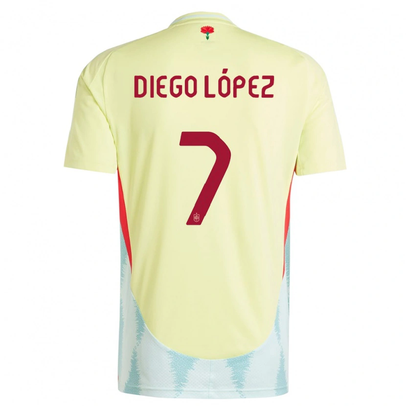 Danxen Femme Maillot Espagne Diego López #7 Jaune Tenues Extérieur 24-26 T-Shirt