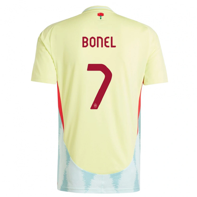 Danxen Femme Maillot Espagne Asier Bonel #7 Jaune Tenues Extérieur 24-26 T-Shirt