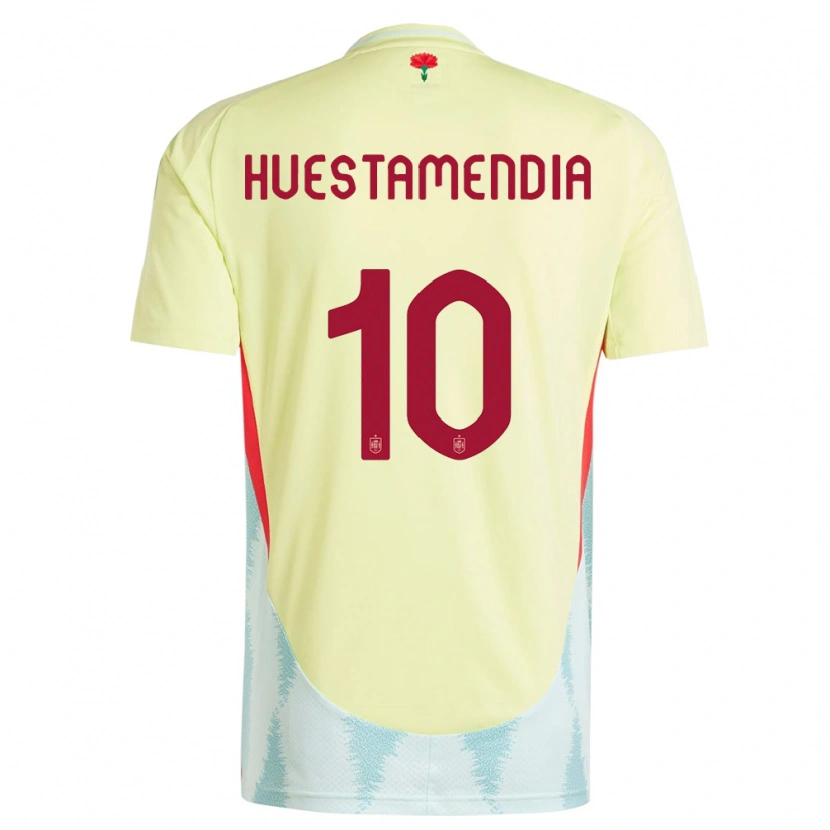 Danxen Femme Maillot Espagne Peio Huestamendia #10 Jaune Tenues Extérieur 24-26 T-Shirt