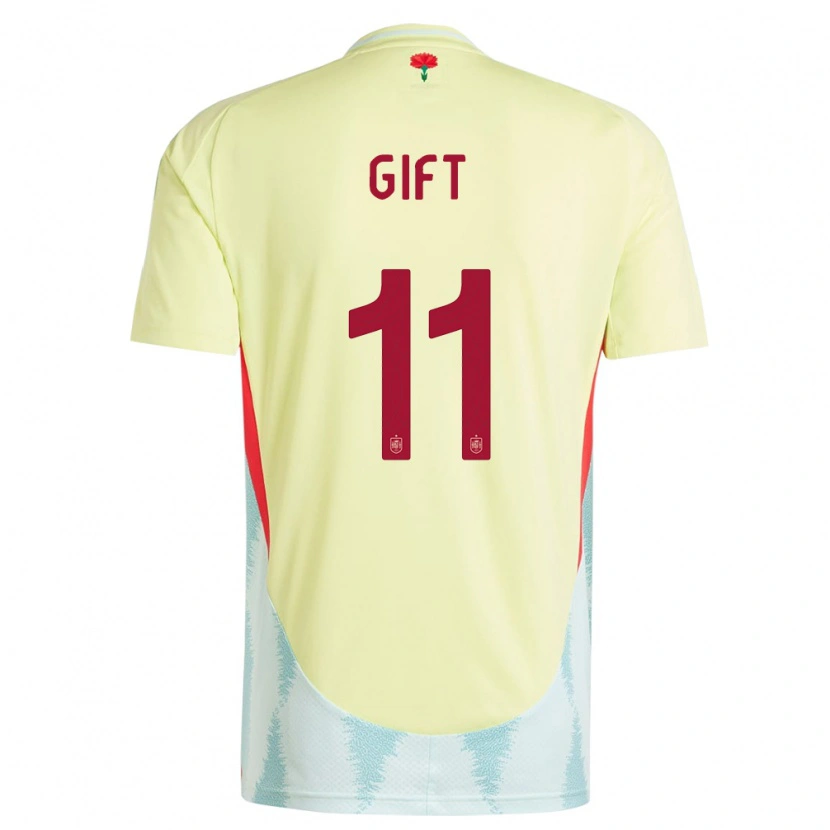 Danxen Femme Maillot Espagne Elijah Gift #11 Jaune Tenues Extérieur 24-26 T-Shirt