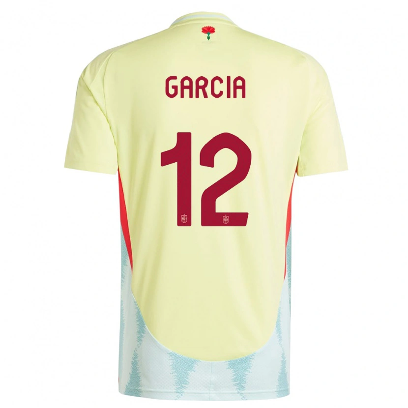 Danxen Femme Maillot Espagne Pablo García #12 Jaune Tenues Extérieur 24-26 T-Shirt