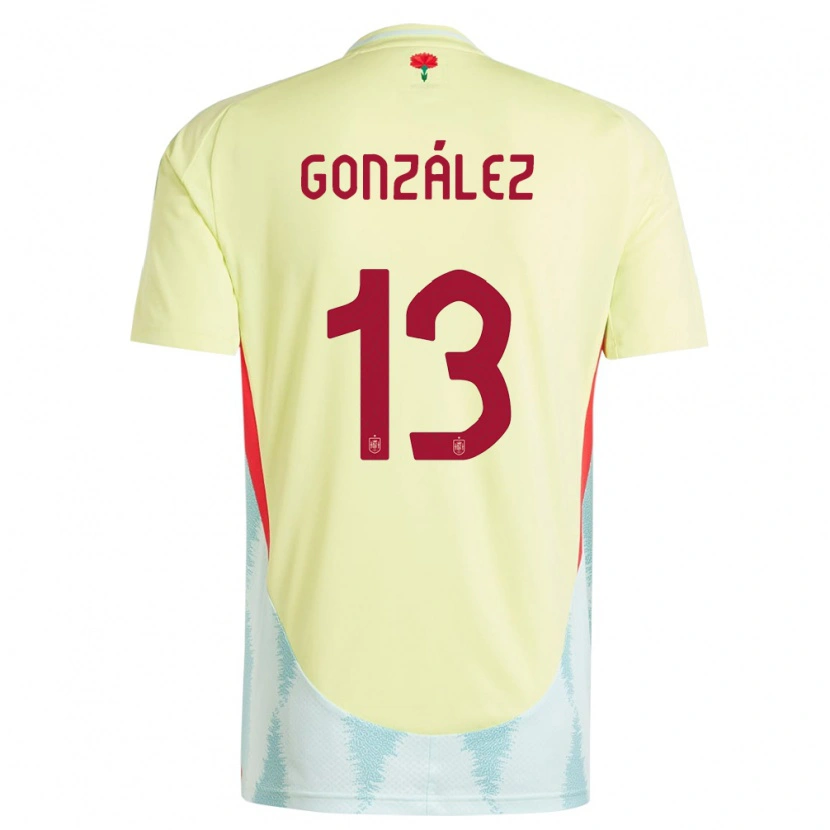 Danxen Femme Maillot Espagne Manu González #13 Jaune Tenues Extérieur 24-26 T-Shirt
