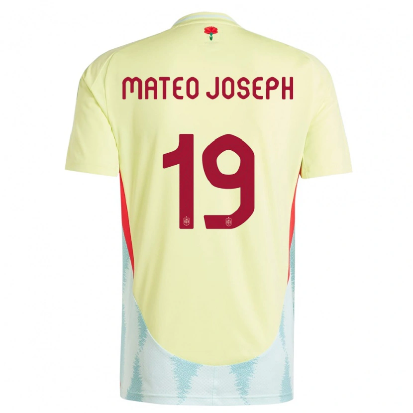 Danxen Femme Maillot Espagne Mateo Joseph #19 Jaune Tenues Extérieur 24-26 T-Shirt