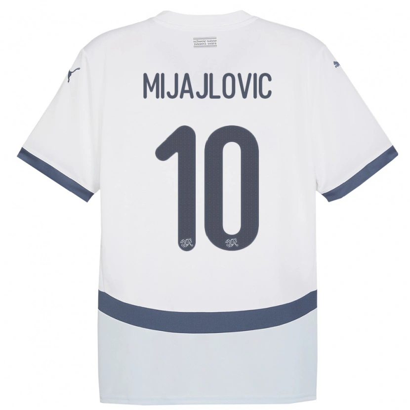 Danxen Femme Maillot Suisse Mladen Mijajlovic #10 Blanc Tenues Extérieur 24-26 T-Shirt