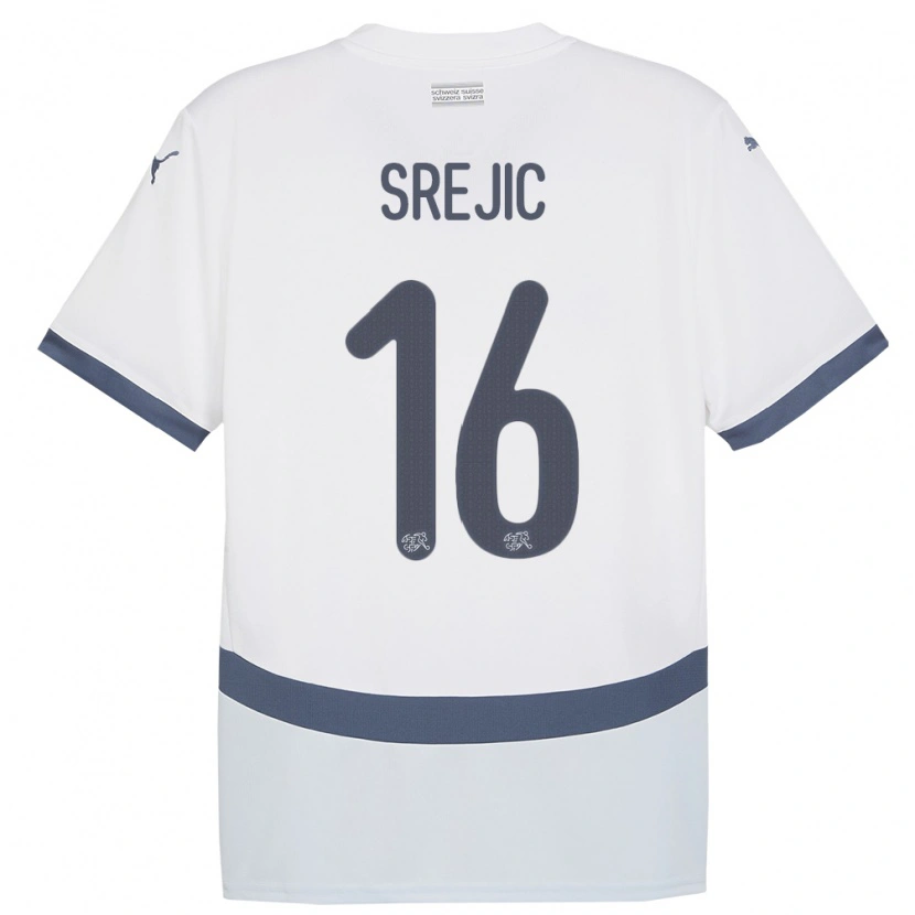 Danxen Femme Maillot Suisse Boris Srejic #16 Blanc Tenues Extérieur 24-26 T-Shirt