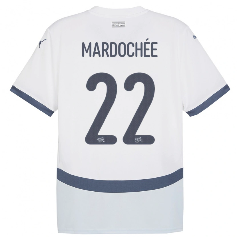 Danxen Femme Maillot Suisse Miguel Mardochée #22 Blanc Tenues Extérieur 24-26 T-Shirt