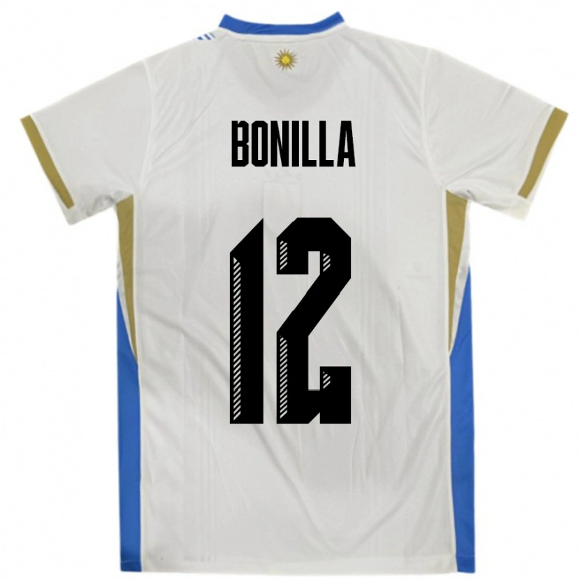 Danxen Femme Maillot Uruguay Federico Bonilla #12 Blanc Bleu Tenues Extérieur 24-26 T-Shirt