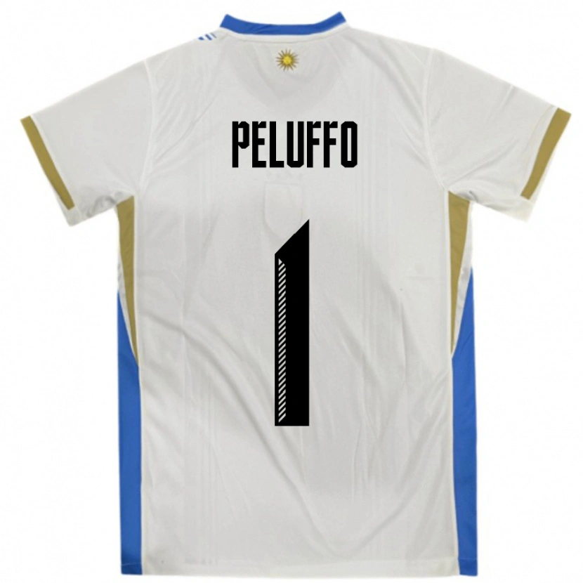 Danxen Femme Maillot Uruguay Daniel Peluffo #1 Blanc Bleu Tenues Extérieur 24-26 T-Shirt
