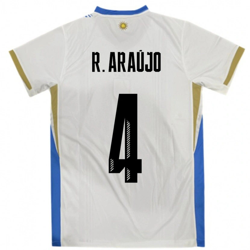 Danxen Femme Maillot Uruguay Ronald Araujo #4 Blanc Bleu Tenues Extérieur 24-26 T-Shirt