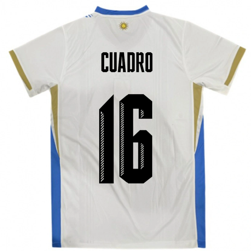 Danxen Femme Maillot Uruguay Alexis Cuadro #16 Blanc Bleu Tenues Extérieur 24-26 T-Shirt