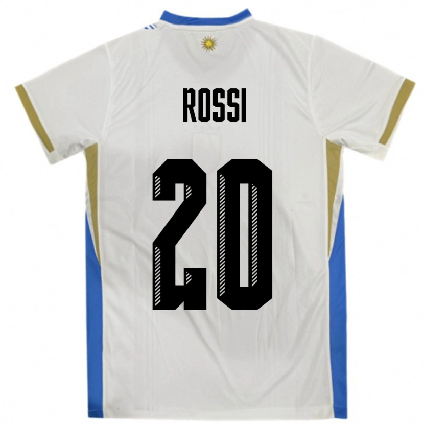 Danxen Femme Maillot Uruguay Diego Rossi #20 Blanc Bleu Tenues Extérieur 24-26 T-Shirt