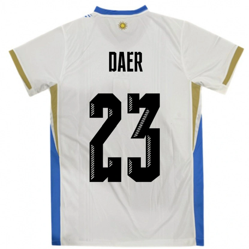 Danxen Femme Maillot Uruguay Zulma Daer #23 Blanc Bleu Tenues Extérieur 24-26 T-Shirt