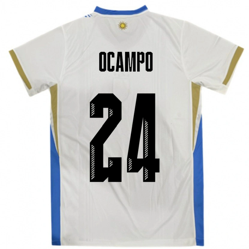 Danxen Femme Maillot Uruguay Brian Ocampo #24 Blanc Bleu Tenues Extérieur 24-26 T-Shirt