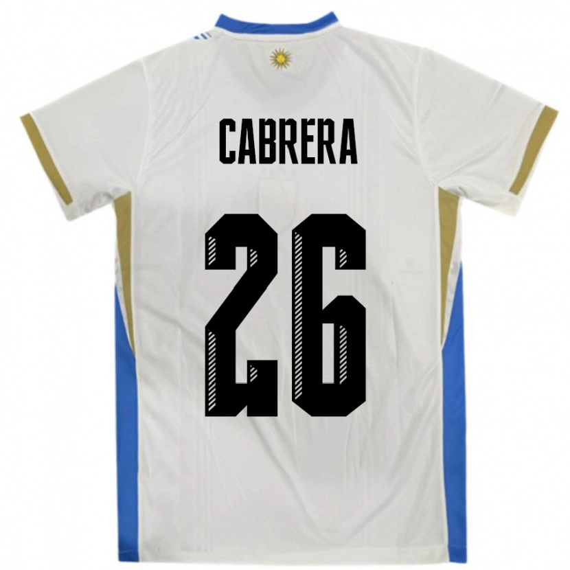 Danxen Femme Maillot Uruguay Leandro Cabrera #26 Blanc Bleu Tenues Extérieur 24-26 T-Shirt