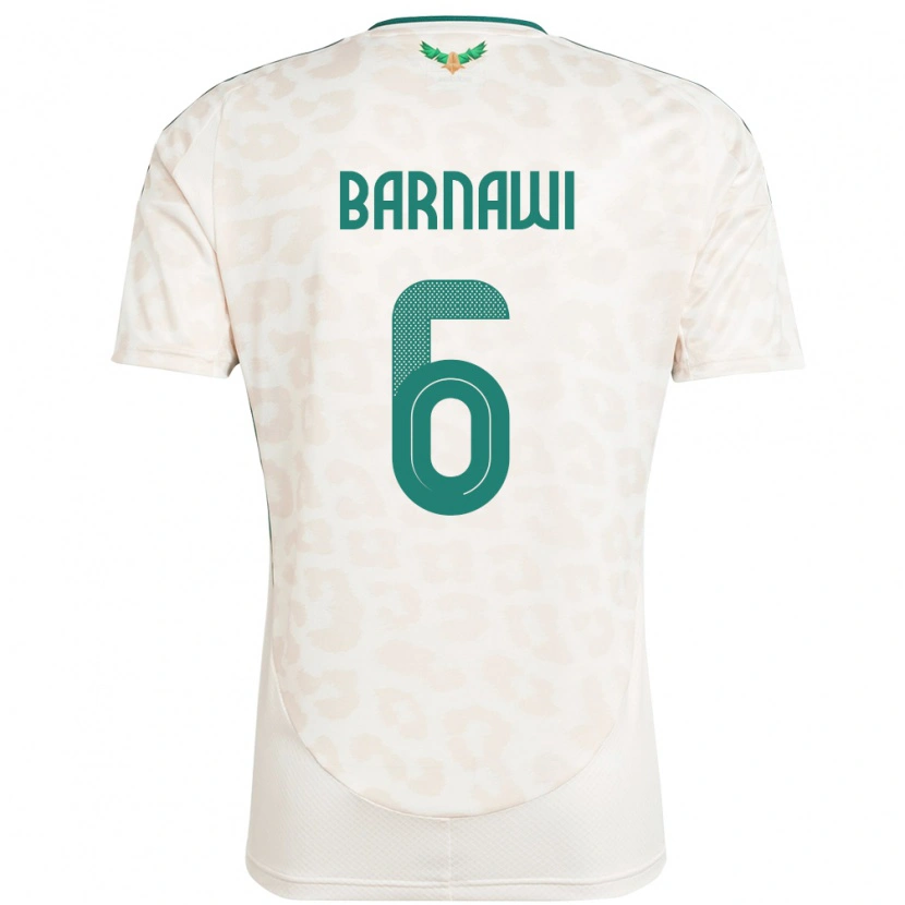 Danxen Femme Maillot Arabie Saoudite Saleh Barnawi #6 Blanc Tenues Extérieur 24-26 T-Shirt