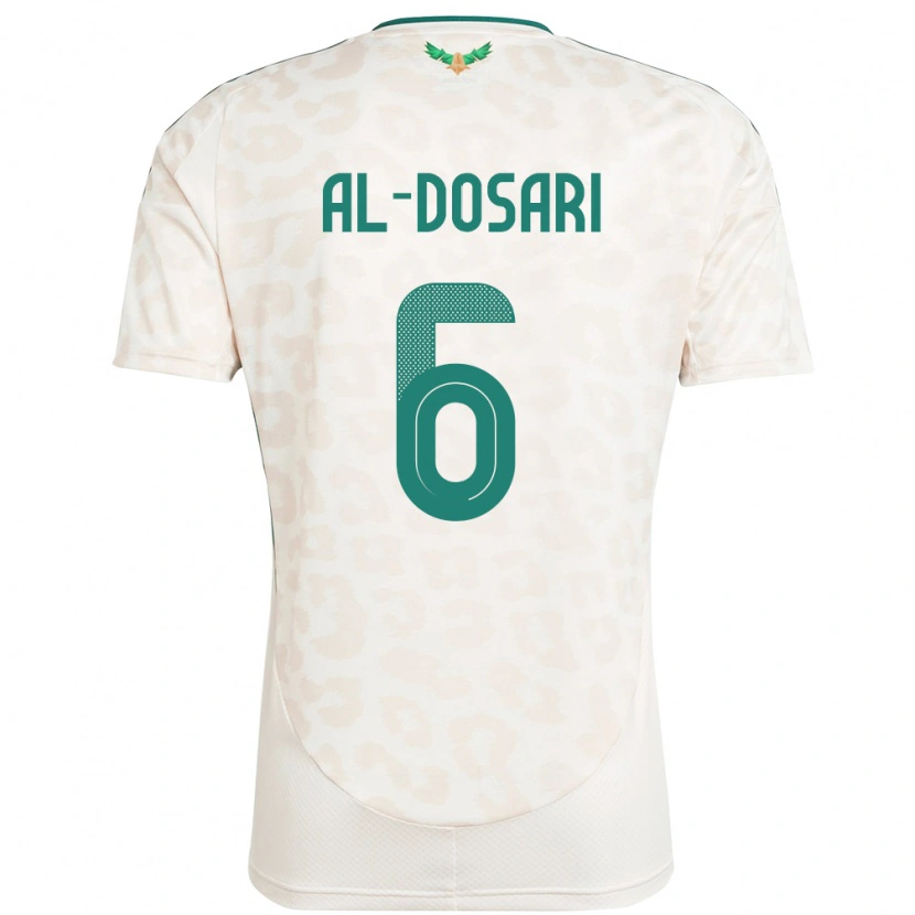 Danxen Femme Maillot Arabie Saoudite Saeed Al-Dosari #6 Blanc Tenues Extérieur 24-26 T-Shirt