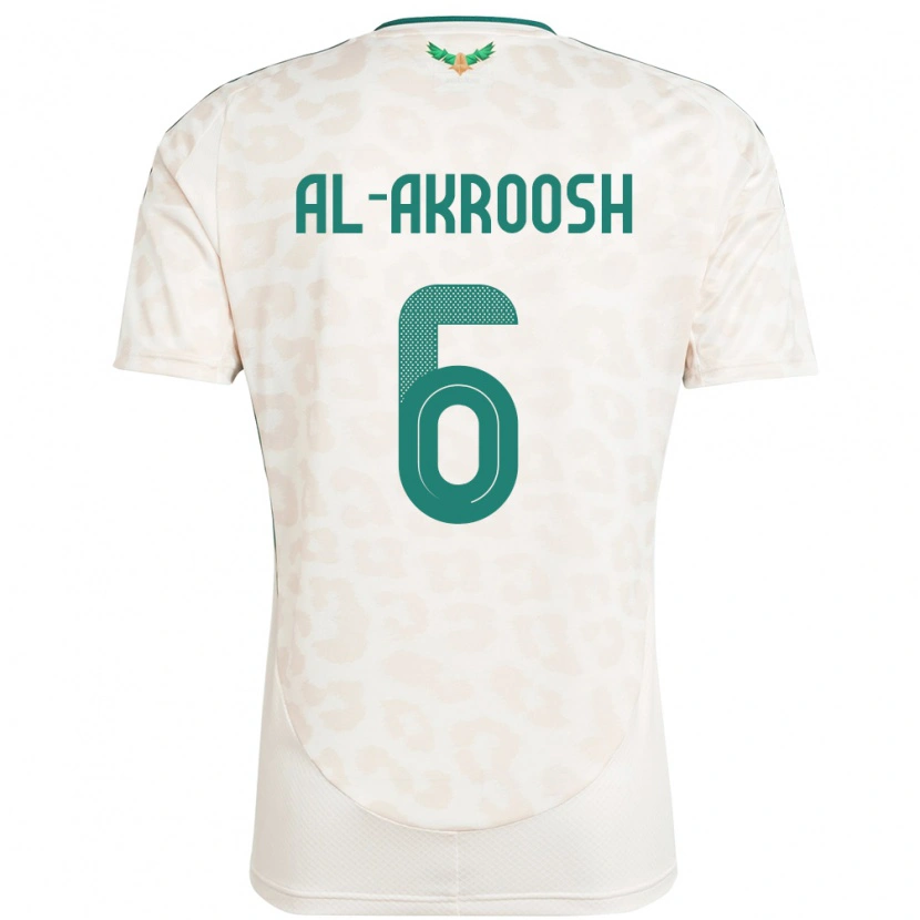 Danxen Femme Maillot Arabie Saoudite Hassan Al-Akroosh #6 Blanc Tenues Extérieur 24-26 T-Shirt
