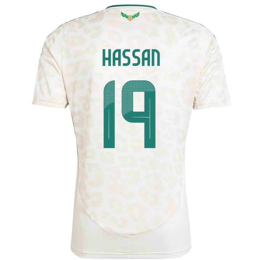 Danxen Femme Maillot Arabie Saoudite Abdulhakim Hassan #19 Blanc Tenues Extérieur 24-26 T-Shirt