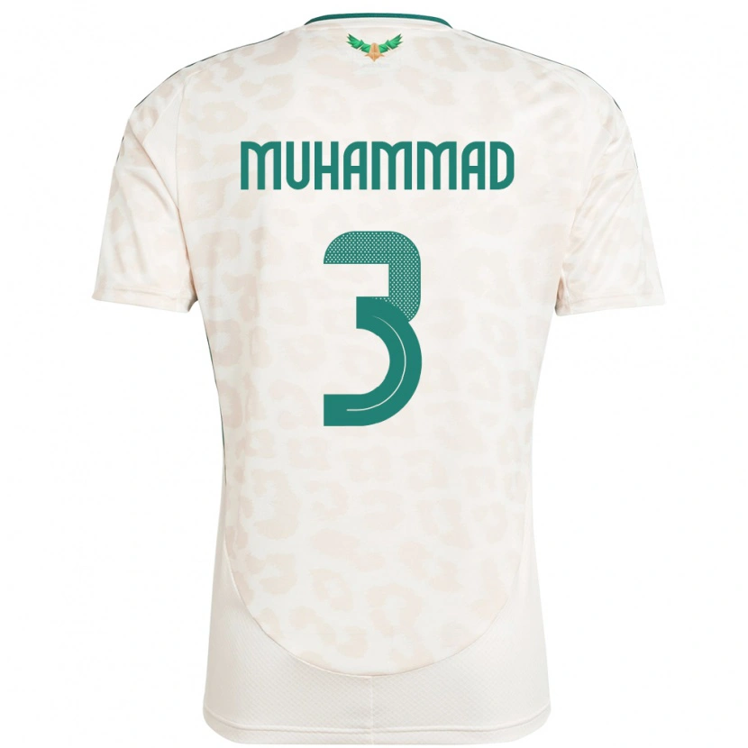 Danxen Femme Maillot Arabie Saoudite Lin Muhammad #3 Blanc Tenues Extérieur 24-26 T-Shirt