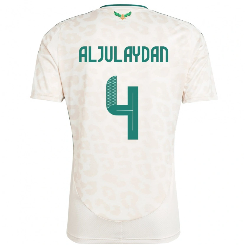 Danxen Femme Maillot Arabie Saoudite Ahmed Aljulaydan #4 Blanc Tenues Extérieur 24-26 T-Shirt