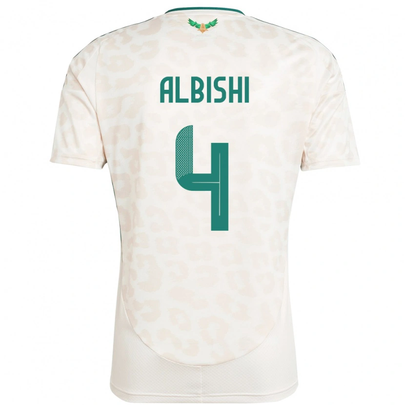 Danxen Femme Maillot Arabie Saoudite Abdullah Albishi #4 Blanc Tenues Extérieur 24-26 T-Shirt