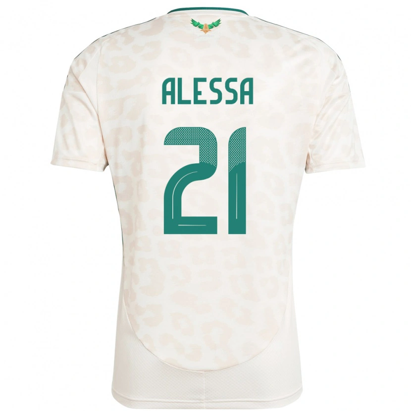 Danxen Femme Maillot Arabie Saoudite Mohammed Alessa #21 Blanc Tenues Extérieur 24-26 T-Shirt