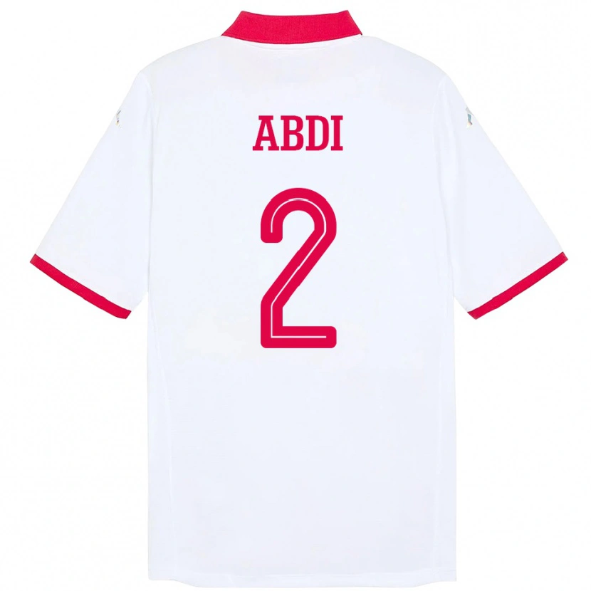 Danxen Femme Maillot Tunisie Ali Abdi #2 Blanc Tenues Extérieur 24-26 T-Shirt