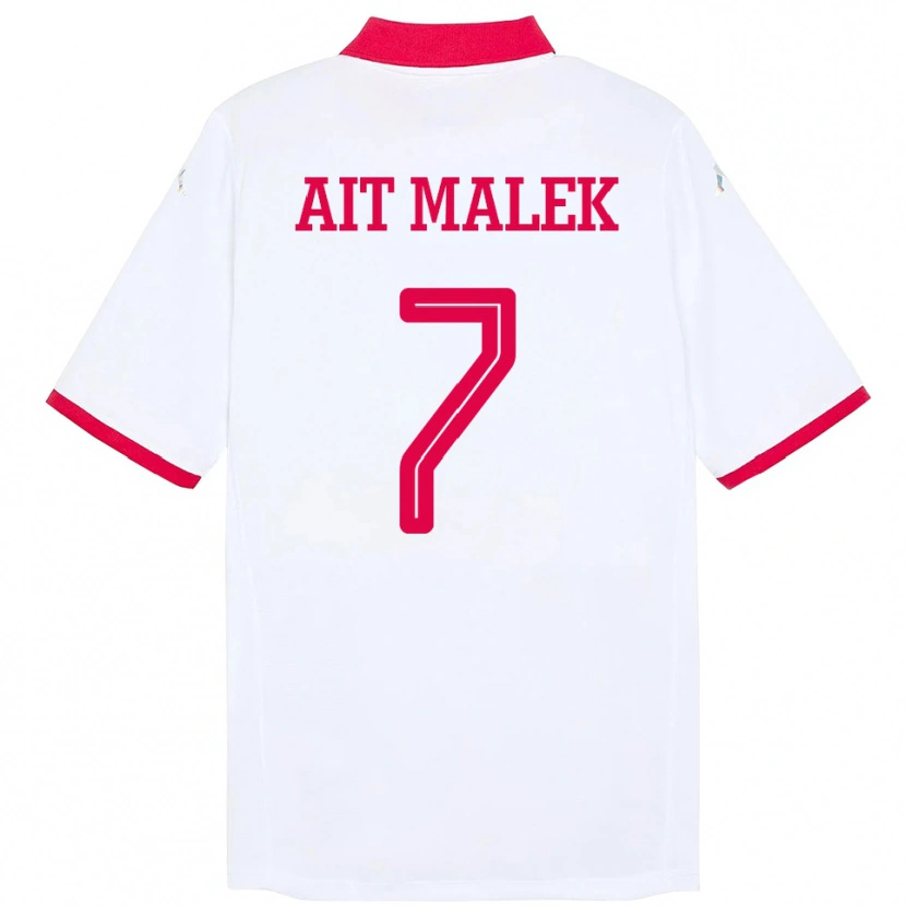 Danxen Femme Maillot Tunisie Bilel Aït Malek #7 Blanc Tenues Extérieur 24-26 T-Shirt